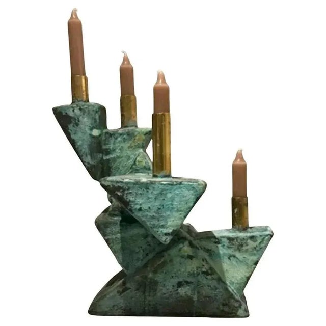 Blue Metallized Candleholder by Frederic Texier For Sale - Image 8 of 8