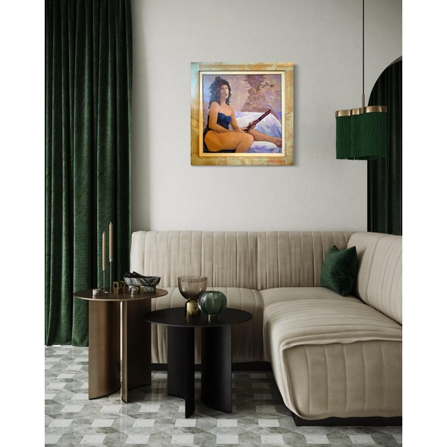 Light Pink Giampaolo Talani "The Musician Chime" Oil on Board, Figurative Music Scene, Italian Contemporary Art, Tuscan Coastal Art For Sale - Image 8 of 11