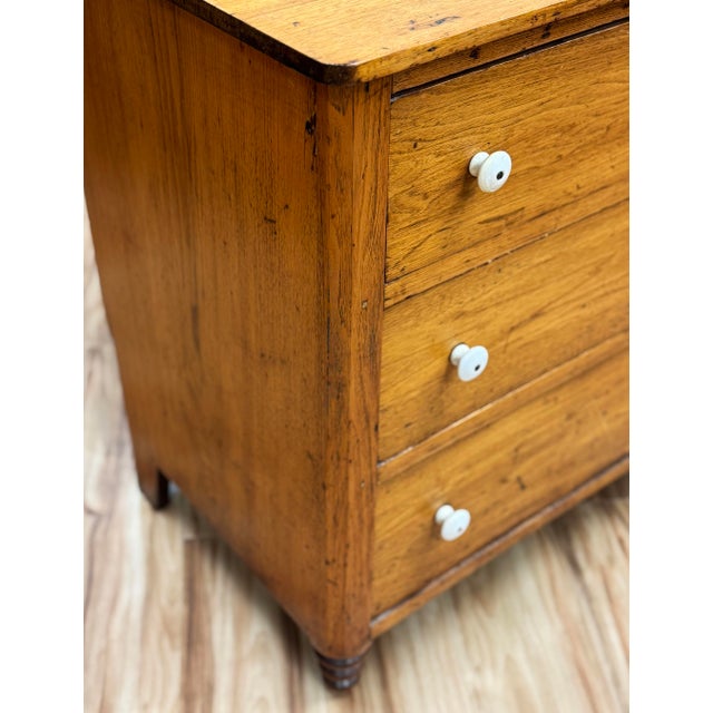 Antique Pine Three Drawer Chest With Porcelain Knobs For Sale - Image 9 of 16