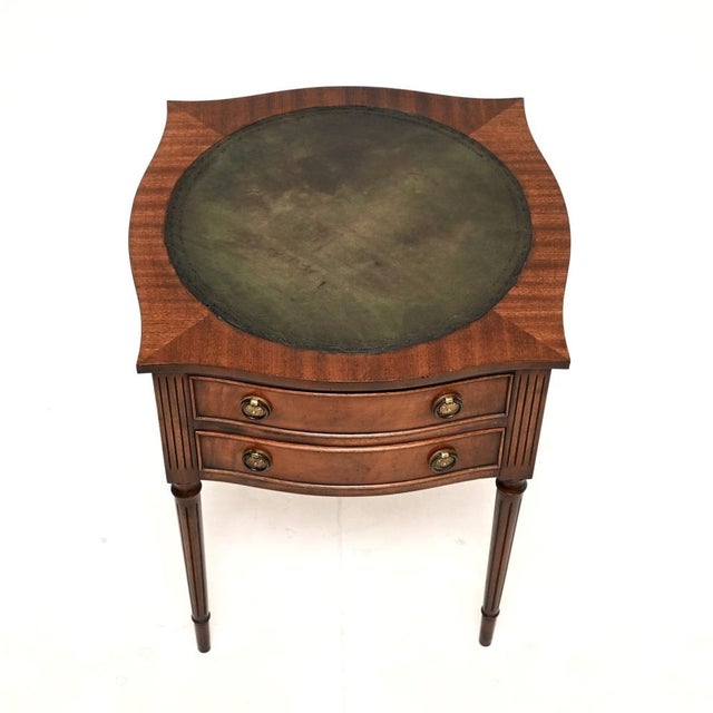 Hollywood Regency Antique Regency Leather Top Side Table, 1950 For Sale - Image 3 of 8