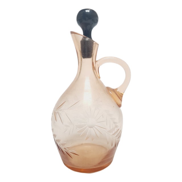 Art Deco Carafe from Hortensja Glassworks, Poland, 1930s For Sale