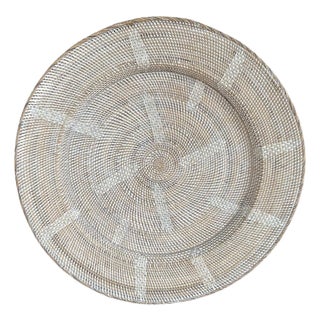 Andrianna Shamaris Oversized Hand Woven Rattan Platter For Sale