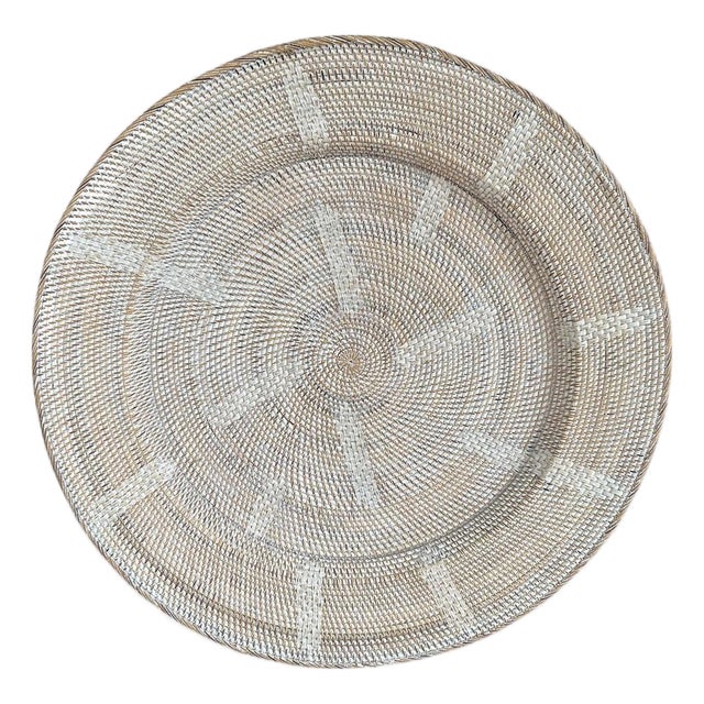 Andrianna Shamaris Oversized Hand Woven Rattan Platter For Sale