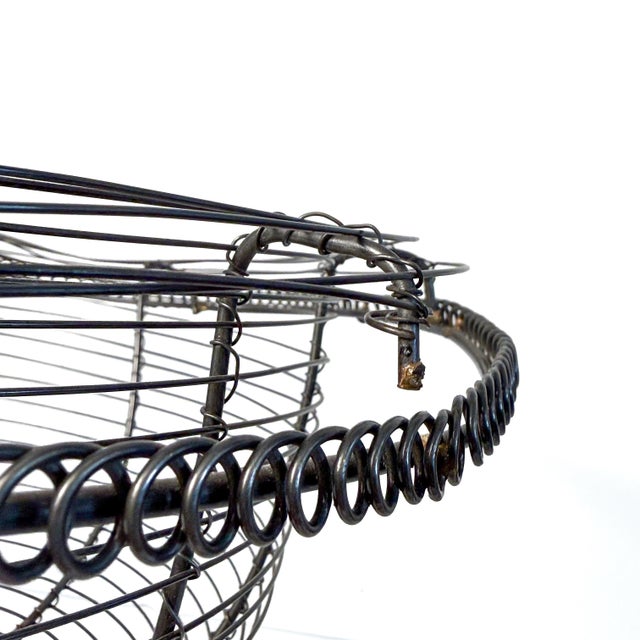 Vintage French-Style Hand-Wrought Wire Pedestal Fruit Basket / Compote For Sale - Image 4 of 8