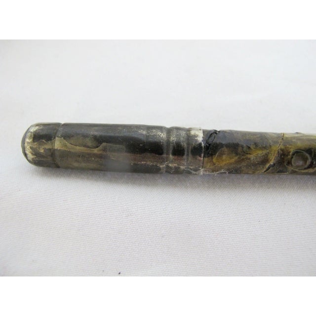 Natural Horn & Snakeskin Antique Walking Stick Gadget Cane With Hidden Corkscrew For Sale - Image 10 of 11