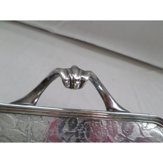 Late 20th Century Late 20th Century Aesthetic Movement W B Mfb Co. "Tapestry" Birds & Flower Design Silver Plate Serving Tray For Sale - Image 5 of 7