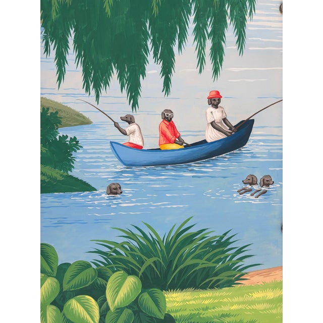 Children's Whimsical London Scenic Hand-Painted Panoramic Wallpaper, 6-Panel Set For Sale - Image 3 of 4
