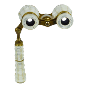 Antique 1900 'S French Mother of Pearl & Gilt Brass Colmont Paris Lorgnette Opera Glasses With Hamilton Lenses
