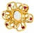 Late 19th Century 14K Yellow Gold Opal Ruby Filigree Flower Opal Ring, Size 6.5 For Sale