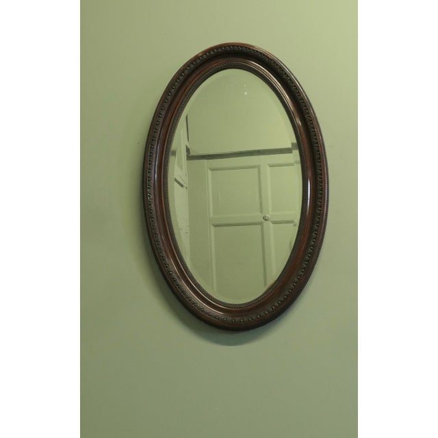 1900 - 1909 Large Edwardian Wood Finish Oval Mirror, 1900 For Sale - Image 5 of 7