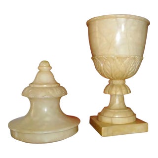 Antique Neoclasical Alabaster Covered Urn For Sale