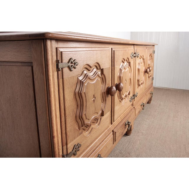 Large French Sideboard in Oak by Guillerme et Chambron for Votre Maison, 1960s For Sale - Image 13 of 18