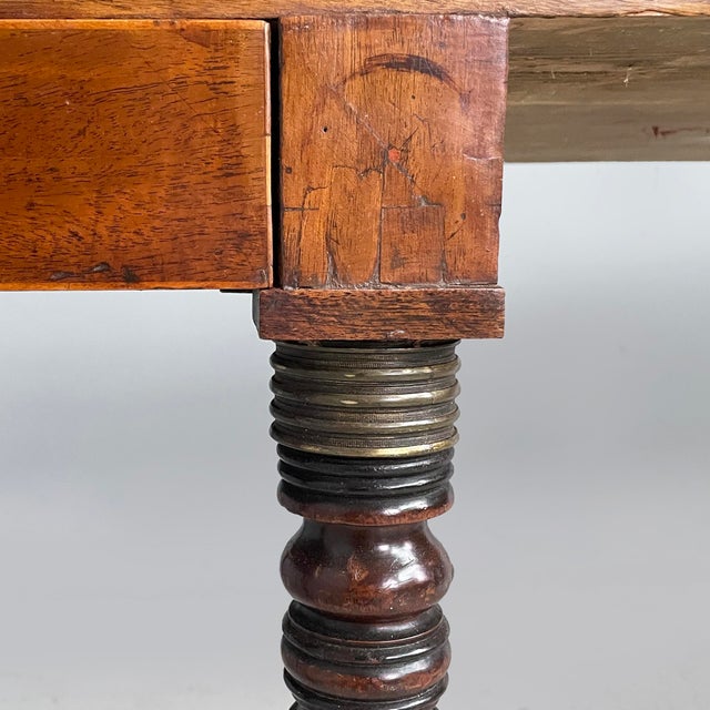 Italian Desk in Wood with Drawers and Brass Handles, Late 1800s For Sale - Image 16 of 18