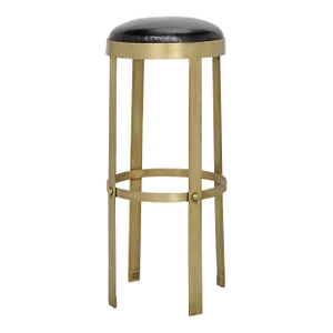 NOIR Prince Bar Stool with Leather in Brass Finish