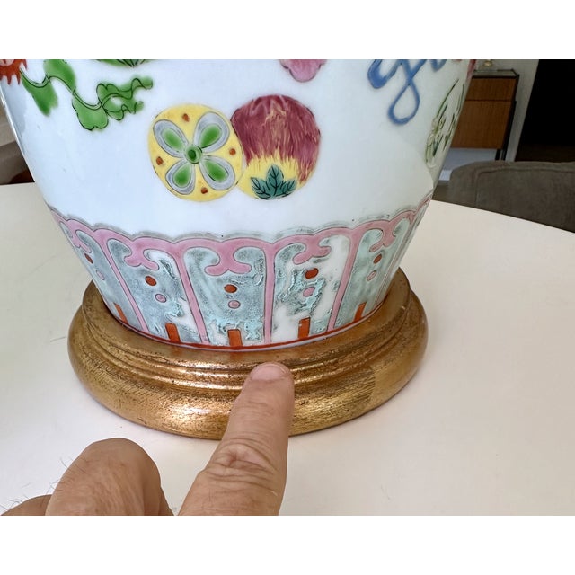 Pair 19th Century Chinese Marbro Famille Rose Porcelain Table Lamps For Sale - Image 17 of 18