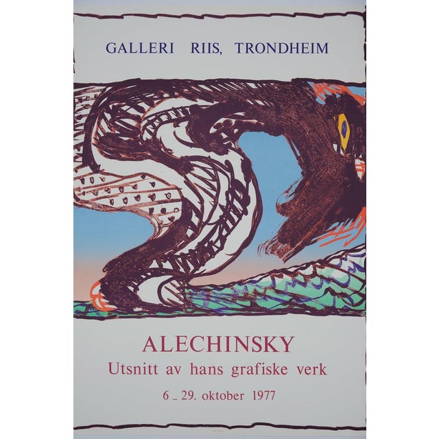 Pierre alechinsky (1927) galleri riis: exhibition 1977 original color lithograph poster on poster paper, 62 x 85 cm...