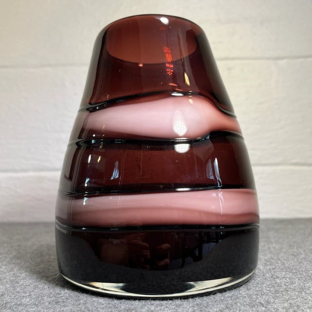Contemporary Vintage Studio Amethyst Art Glass Vase For Sale - Image 3 of 7