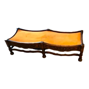 Antique Hardwood Hand Carved Low Upholstered Bench by O’Conner, Moffat & Co. Furniture