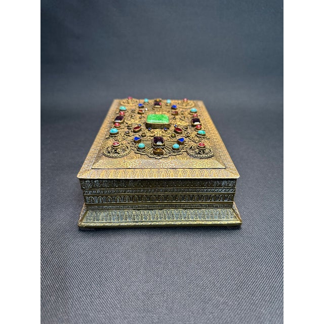 Late 1930's Made in Germany Semi-Precious Stone Embellished Jewlery Box For Sale In Palm Springs - Image 6 of 11