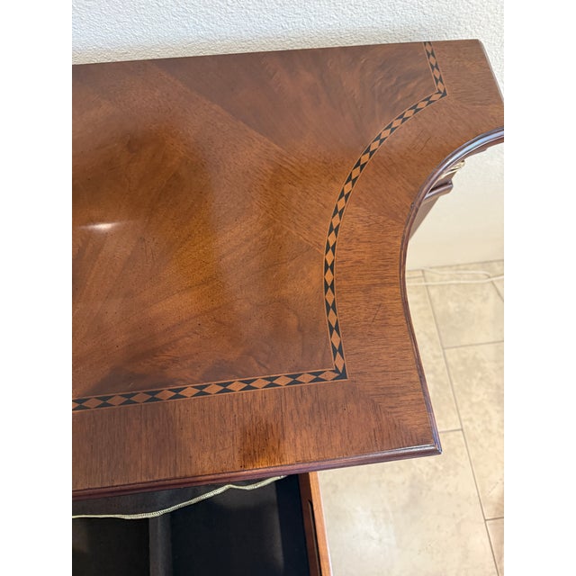 Brass Regency Mahogany Inlaid Credenza W/Brass Grill Inset Doors For Sale - Image 8 of 18