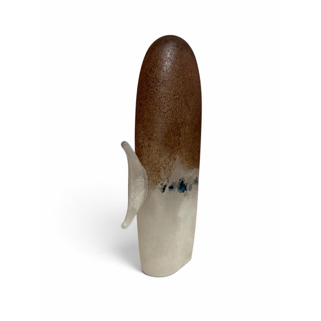 Mid-Century Modern Mid 20th Century Luigi Mellara Murano Scavo Glass Fish Sculpture – Amber Brown & Alabaster For Sale - Image 3 of 5