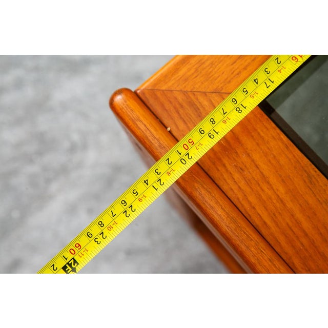 Wood Mid Century Danish Modern End Table Teak Glass Side Nightstands Komfort MCM For Sale - Image 7 of 12