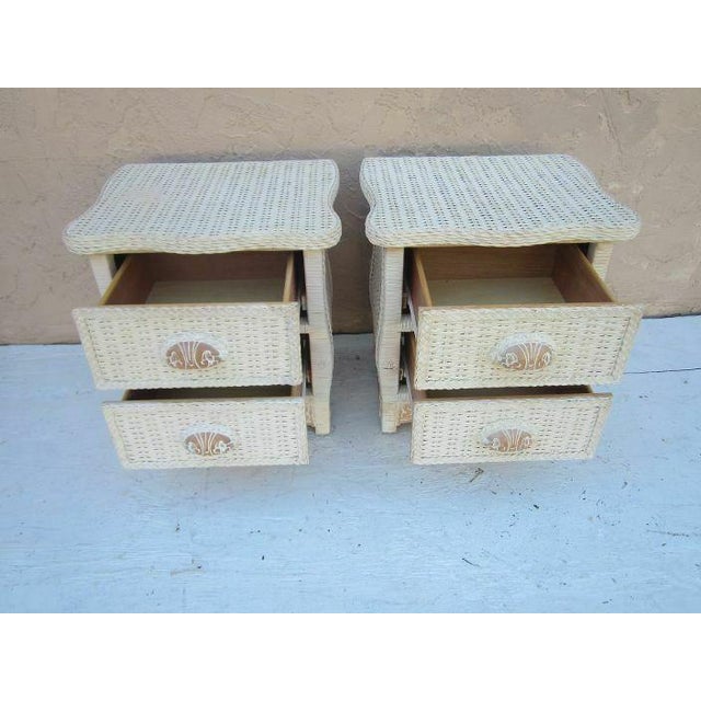 1980s Vintage Wicker Rattan White Nightstands a Pair Chairish