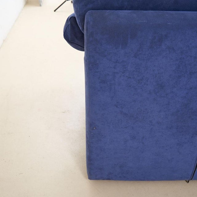 Vintage Blue Velvet Armchair, 1970s For Sale - Image 5 of 6