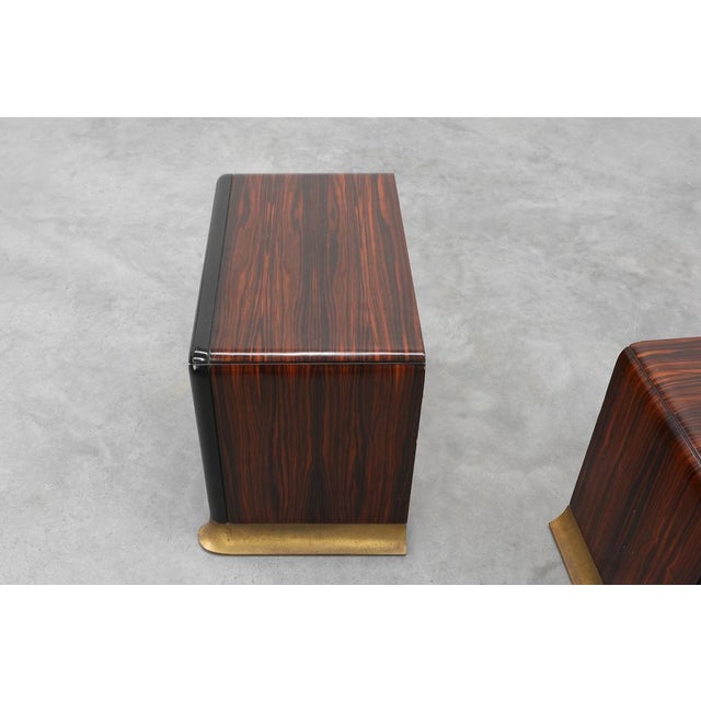 Nightstands in Wood with Brass Relief, Italy 1970s, Set of 2 For Sale - Image 11 of 15