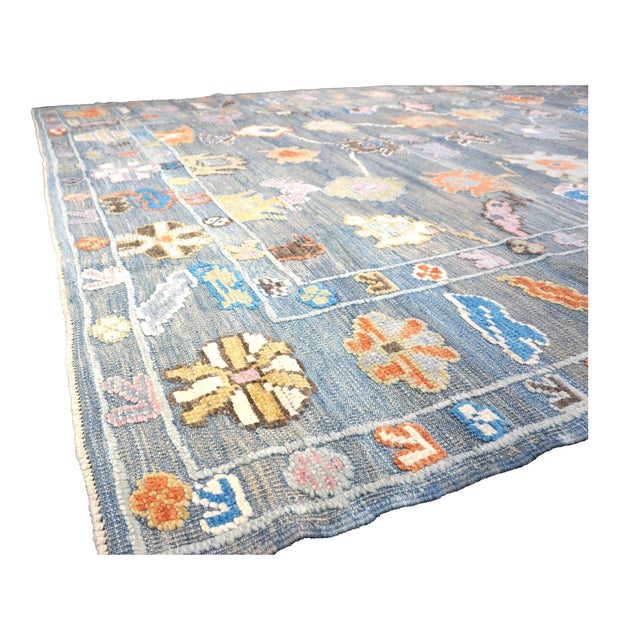 21st Century Turkish Oushak 9x12 Gray, Orange & Slate Blue Handmade Area Rug #a.c 201 For Sale - Image 11 of 14