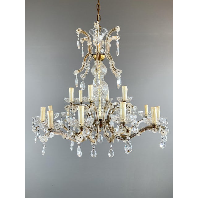 Beige Large Louis XV Style Crystal Chandelier with Pendants, 20th Century For Sale - Image 8 of 11