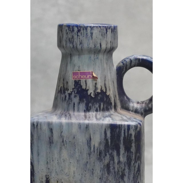 Large Fat Lava Cobalt Blue Floor Vase from Scheurich, West Germany, 1970s For Sale - Image 6 of 7