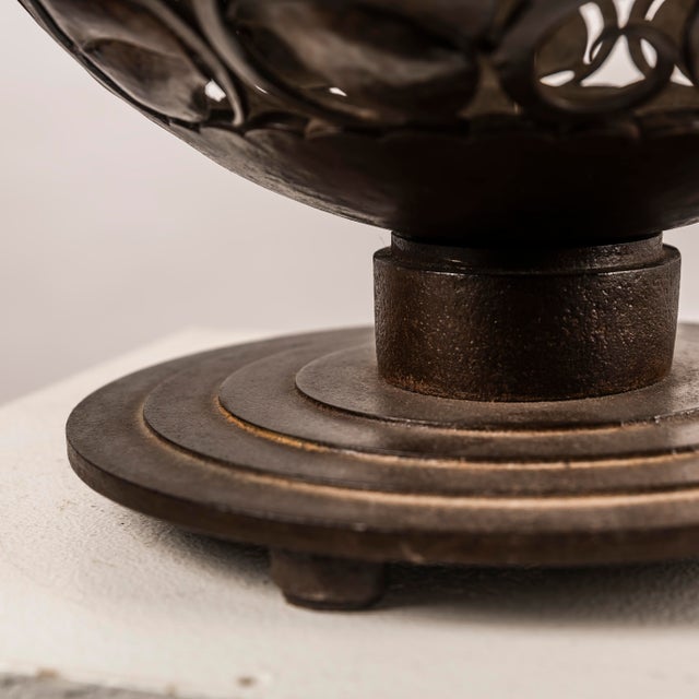 Large Art Deco Wrought Iron Table Lamp by Edgar-William Brandt, 1930s For Sale - Image 7 of 18
