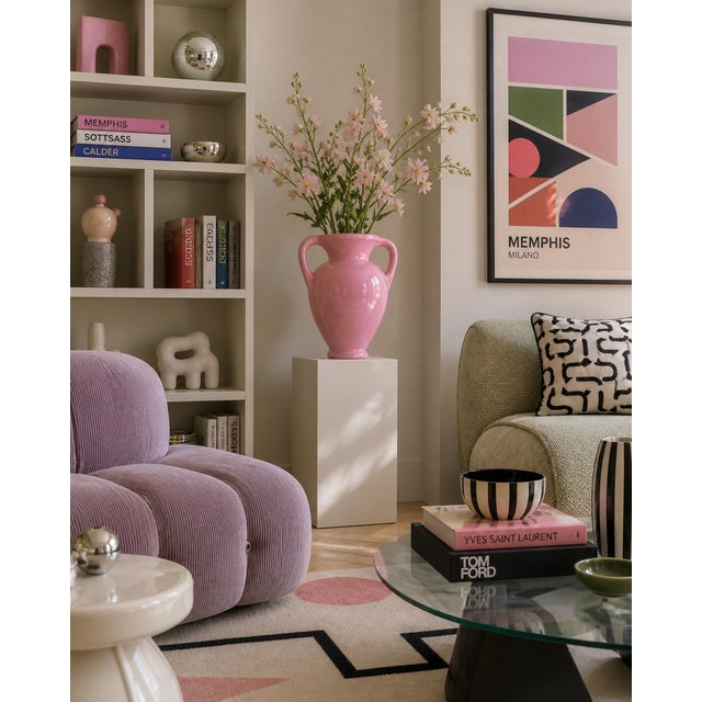 **Vase will be Professionally Fragile Packed by the UPS Store Royal Haeger Glazed Mauve Pink Pottery Handled Urn Has...