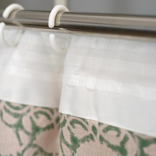 Contemporary Handmade Ulta Kamal Block Print Coloured Linen Curtain for Living Room or Bedroom Decor Size 54"Wx96"L For Sale - Image 3 of 7