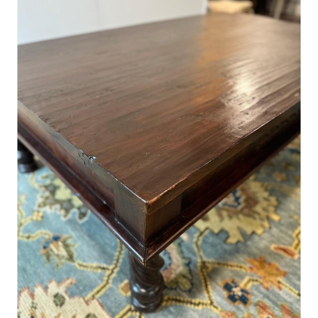 Mediterranean Spanish Revival Solid Wood Barley Twist Coffee Table 58" For Sale - Image 10 of 17