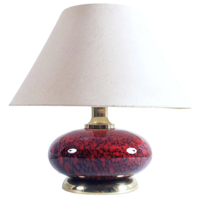 Metal Mid-Century Table Lamp in Murano Glass & Gilt Brass by Tommaso Barbi For Sale - Image 7 of 7