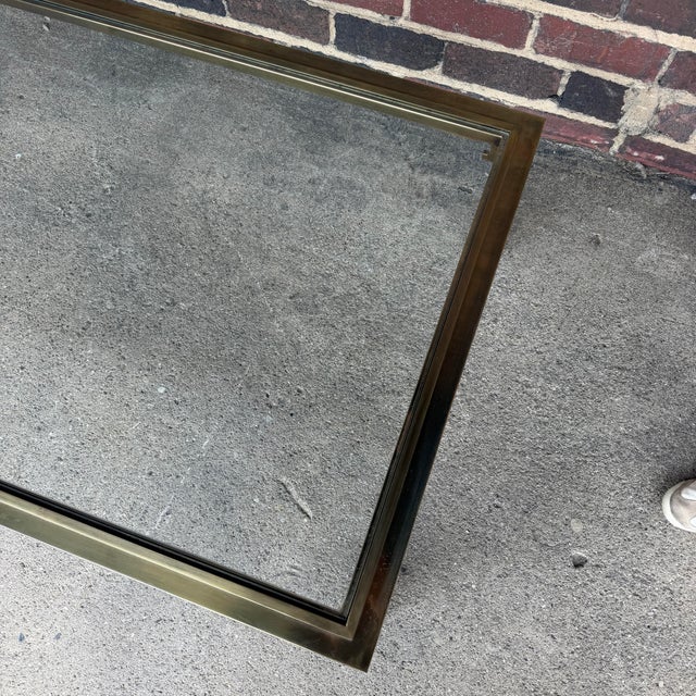 Mastercraft Mastercraft Greek Key Brass and Glass Coffee Table Rectangle For Sale - Image 4 of 7