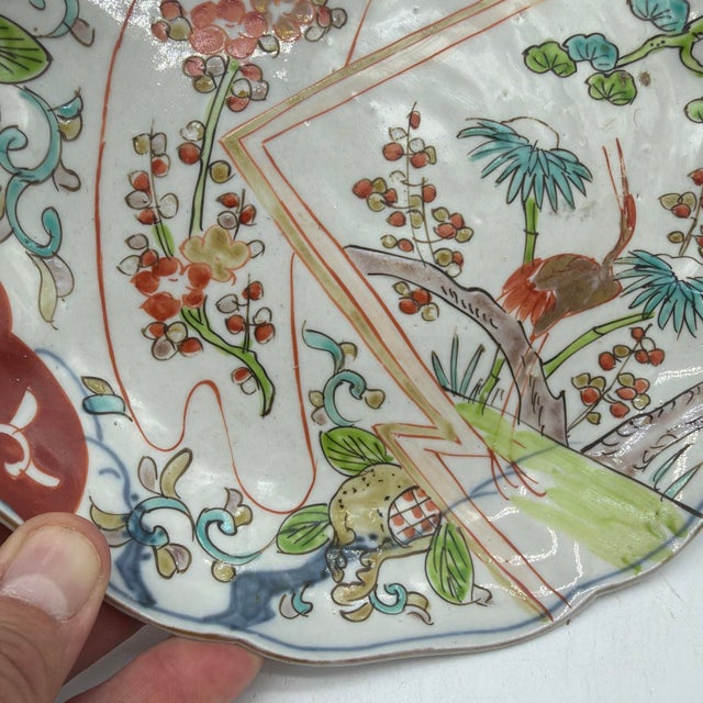 Wood 19th Century Japanese Imari Porcelain Plate With Crane & Pine Motifs - 8.5" For Sale - Image 7 of 15
