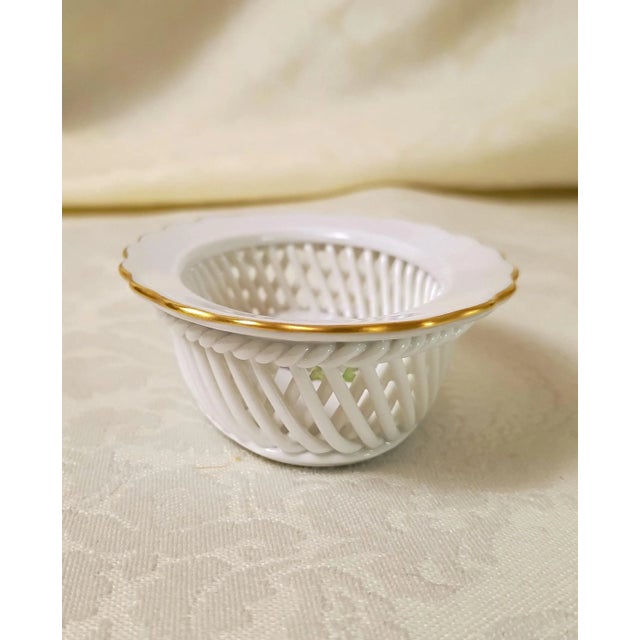 Herend Oval Basket Queen Victoria 7380 Va Mini Porcelain Open Lattice Chinoiserie Decor Tiny Hungarian Ceramic Pottery Grandmillenial Decor For Sale In Savannah - Image 6 of 7