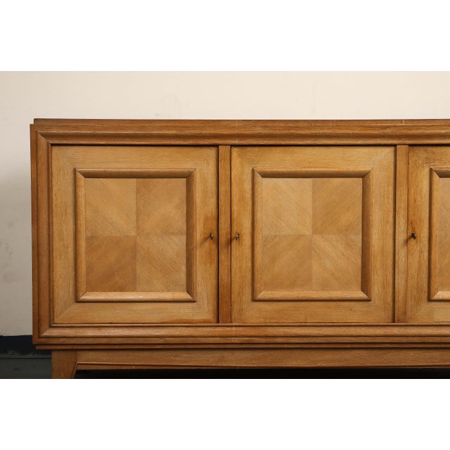 1940s French Art Deco Oak Sideboard, Three-Door Design, Sturdy Storage For Sale - Image 14 of 17