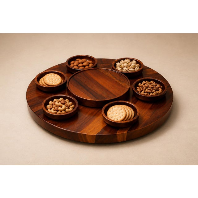 Brazilian Modern Lazy Susan & Bowls in Rosewood, Tropic Art, Brazil, 1970s For Sale - Image 16 of 16