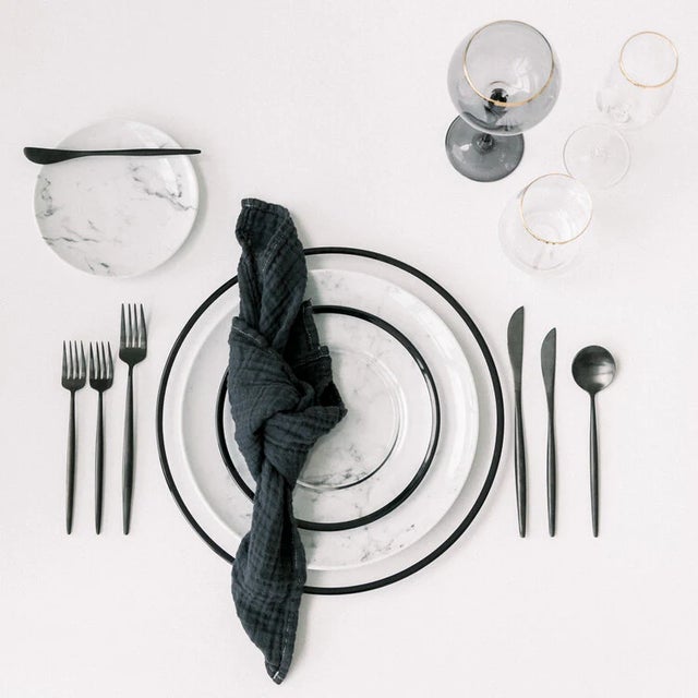 Farmhouse Organic Cotton Napkins - Charcoal, Set of 4 For Sale - Image 3 of 4