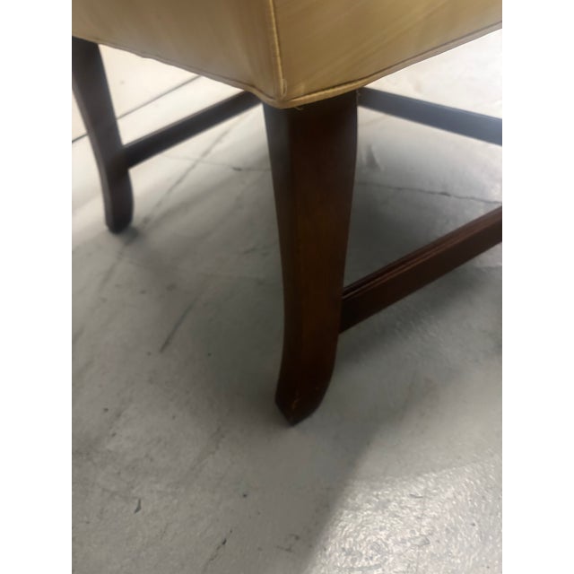 1990s Southwood Mahogany Lolling Chair / Martha Washington Armchair in Gold Strié For Sale - Image 9 of 11