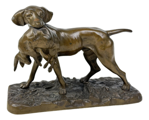 Bronze Sculpture of a Hunting Dog with a Hare, Late 19th Century