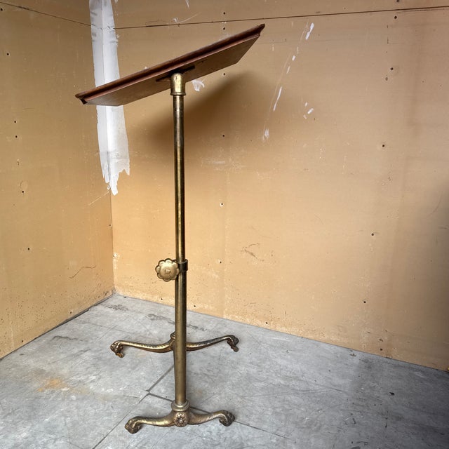 Ar Swenson Brass Adjustable Paw Footed Desk Table For Sale - Image 11 of 12