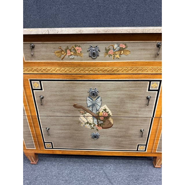 Drexel Heritage Drexel Heritage Et Cetera Paint Decorated Neoclassical Chest For Sale - Image 4 of 16