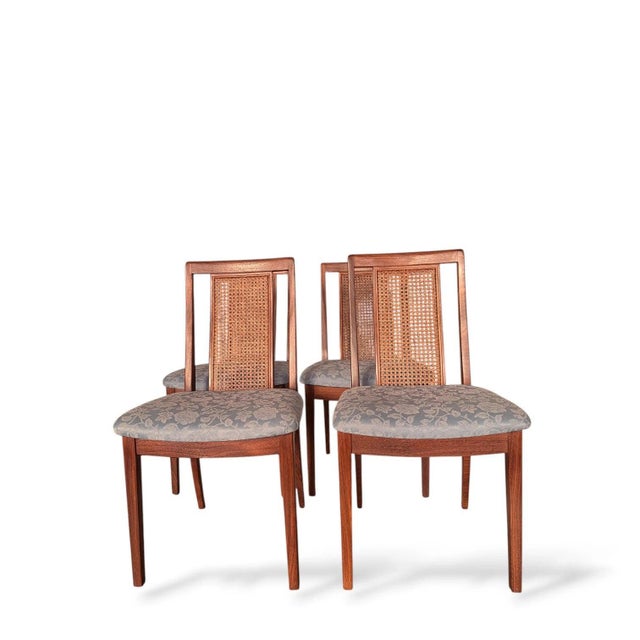 Mid-Century Teak Dining Chairs with Cane Back Seats, 1960s, Set of 4 For Sale - Image 6 of 9