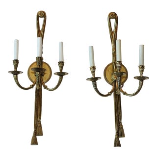 Late 20th Century Brass 3 Arm Sconces From Waldorf Astoria Hotel New York City - a Pair For Sale