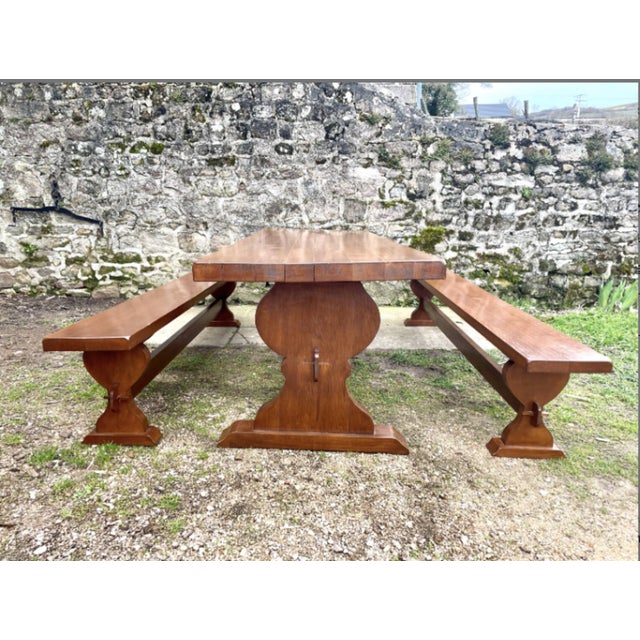 Monastery Table and Benches in Oak, 1920s For Sale - Image 13 of 13